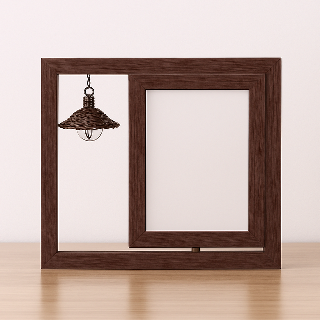 Handcrafted Memorial Frame with Light · 6"/7" · Brown or Wood Grain