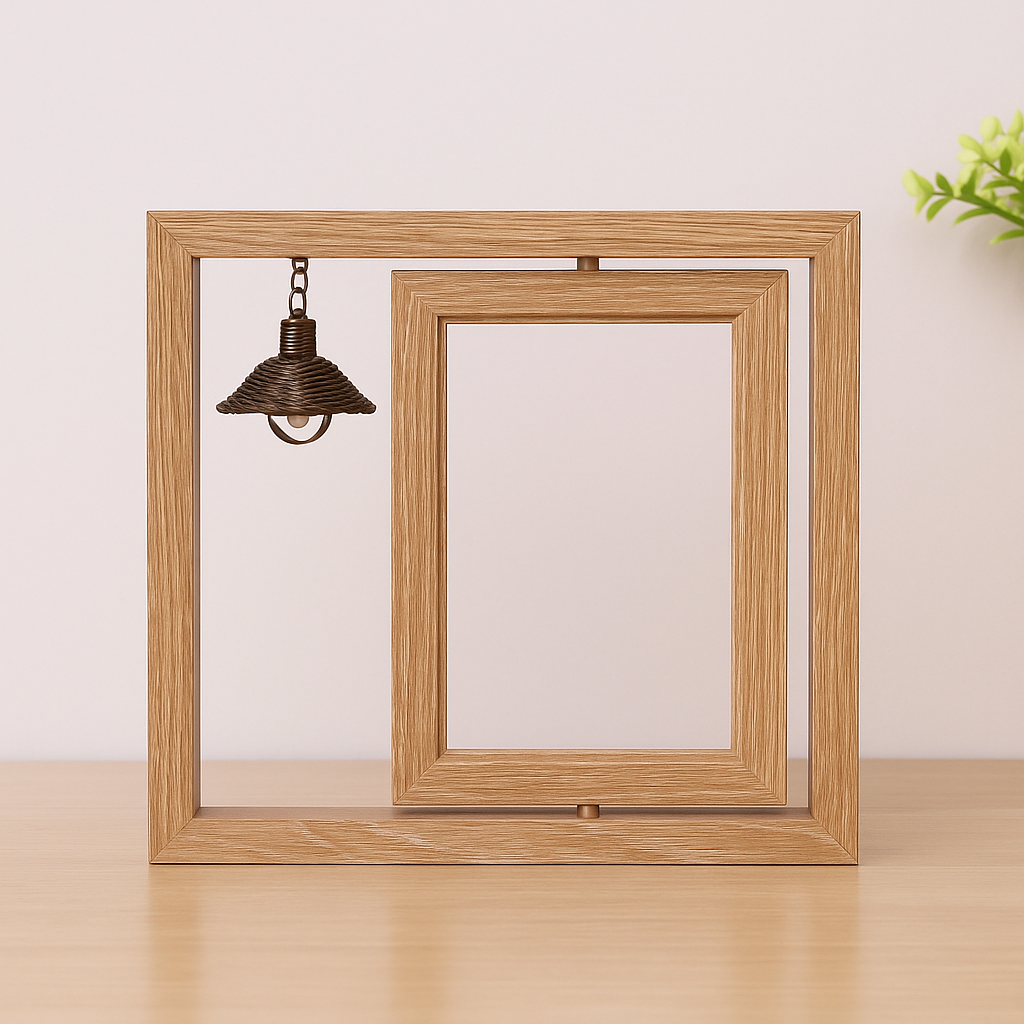 Handcrafted Memorial Frame with Light · 6"/7" · Brown or Wood Grain