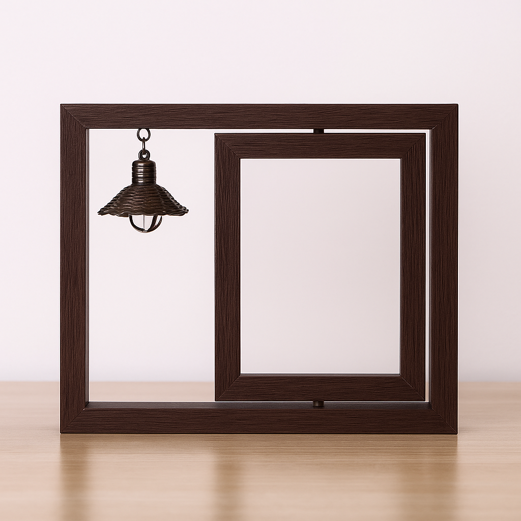 Handcrafted Memorial Frame with Light · 6"/7" · Brown or Wood Grain