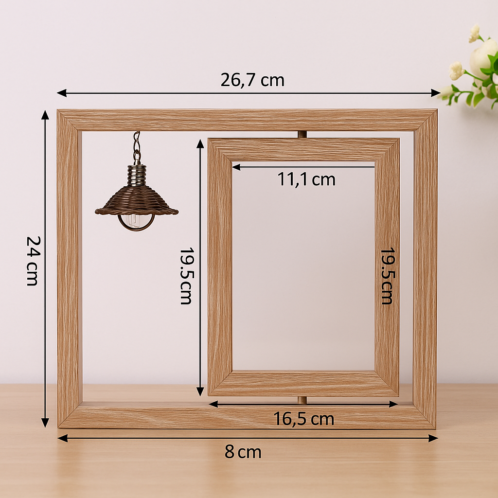 Handcrafted Memorial Frame with Light · 6"/7" · Brown or Wood Grain