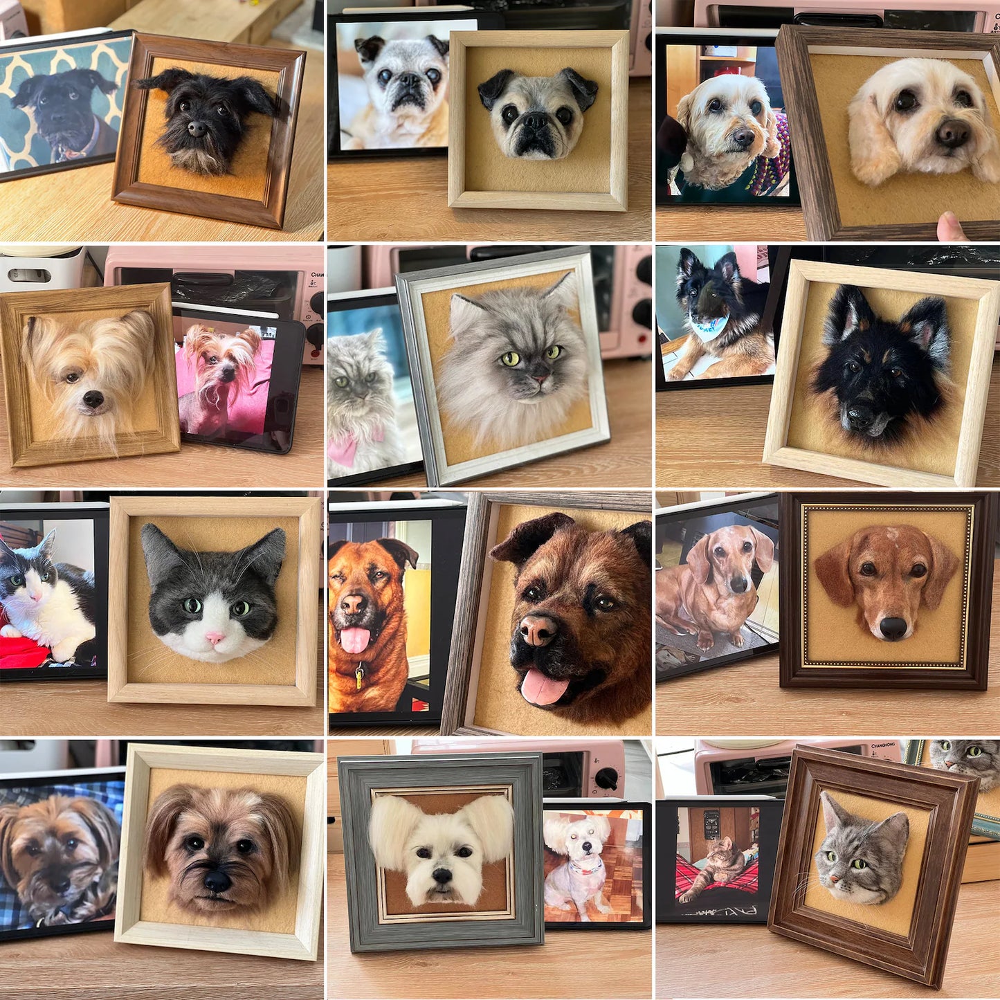 Wool Felted Pet Portrait Frame 7"