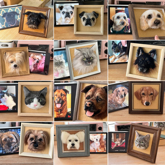 Wool Felted Pet Portrait Frame 7"